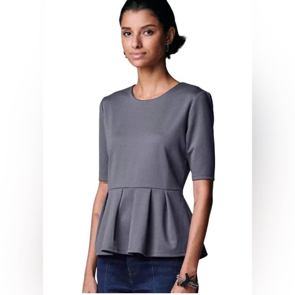 Simply Vera Grey Peplum Top Size Small